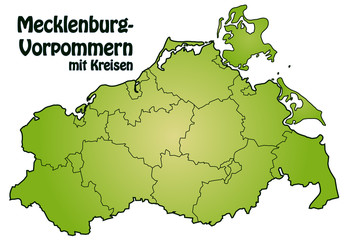 Bundesland Mecklenburg-Vorpommern mit Landkreisen