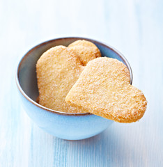Heart shaped butter cookies with sugar