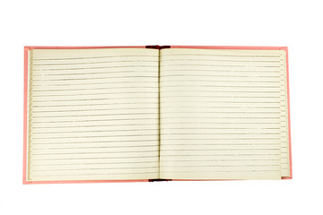 isolated open empty notebook with lined pages