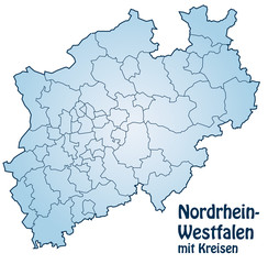 Bundesland Nordrhein-Westfalen mit Landkreisen