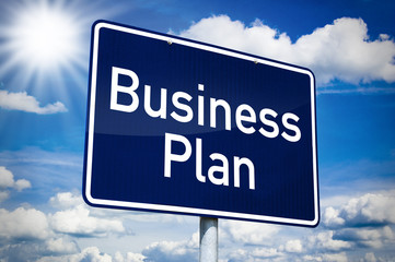 Schild mit Business Plan