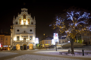 City decorated by christmas illumination, Rzeszow, Poland