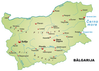 Map of Bulgaria in green