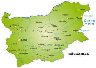 Overview map of Bulgaria with main cities