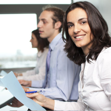 Latin businesswoman in office