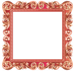 Cadre baroque carré, métallisé rouge