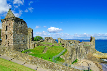 St Andrews Castle ruins medieval landmark. Fife, Scotland.