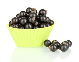 Fresh black currant in silicone mold isolated on white
