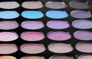 Bright eye shadows close-up