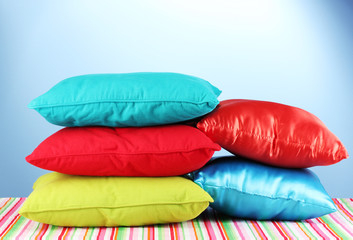 pillows on blue background