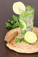 Mojito on a wooden background