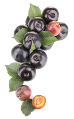 Rip plums isolated on white