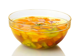punch in glass bowl, isolated on white
