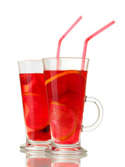 sangria in glasses, isolated on white