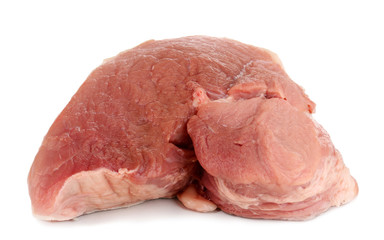A large piece of pork isolated on white