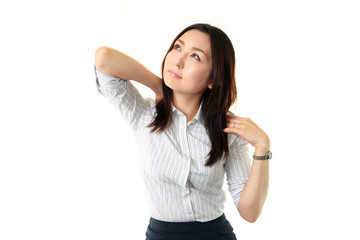 疲れた表情のオフィスレディー