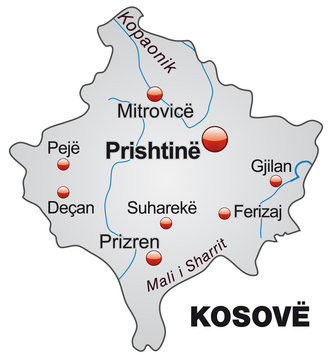 Map of  Kosovo in grey