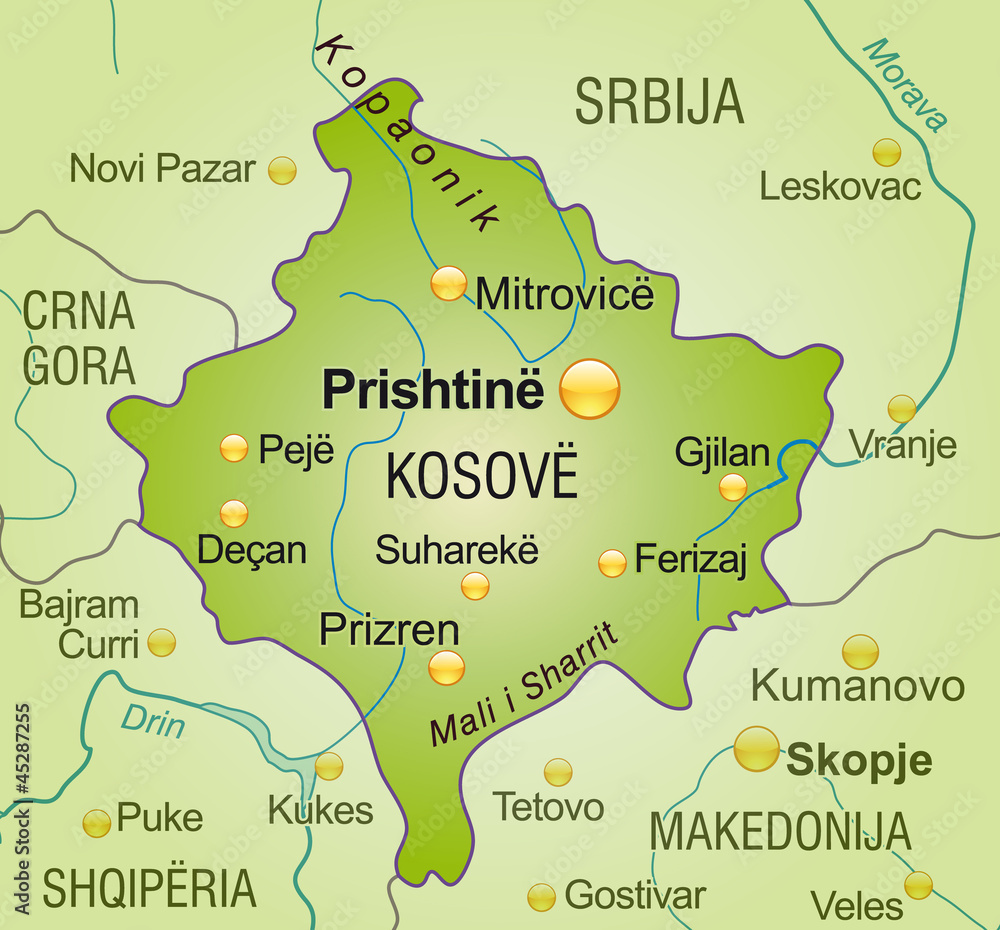 Wall mural map of kosovo