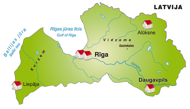 Map of Latvia asw an internet map