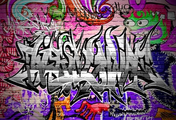 Papier Peint photo autocollant Graffiti Art vectoriel de graffitis. Mur urbain avec peinture en aérosol