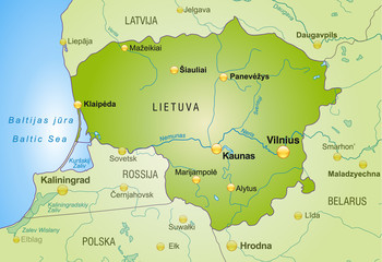 Obraz premium Map of Lithuania