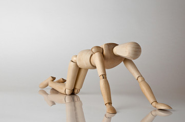 wooden man sick