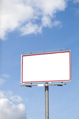 Blank white billboard on blue sky for your advertisement