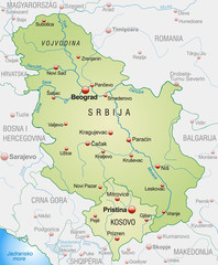 Map of Serbia with neighboring countries and capitals