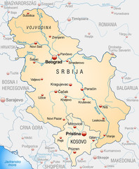 Map of Serbia with neighboring countries as an overview