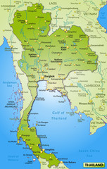 Übersichtskarte von Thailand und Nachbarstaaten - obrazy, fototapety, plakaty