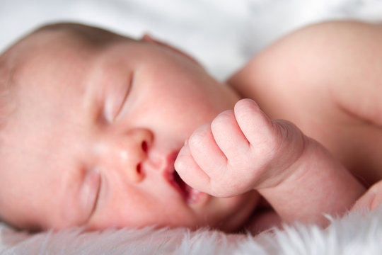 Close up of newborn babys hand