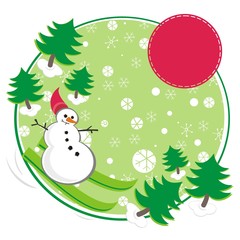 bałwan na zielonych nartach © demonique