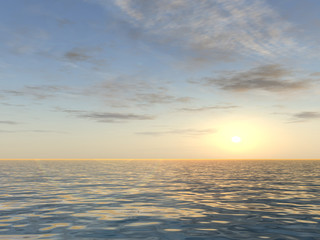 Fototapeta na wymiar Conceptual sunset background with sun close to horizon