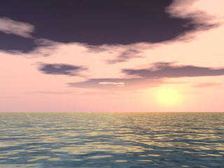 Obraz premium Conceptual sunset background with sun close to horizon