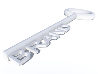 Conceptual gray and white 3D key isolated