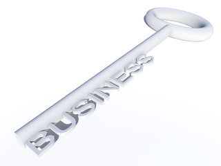 Conceptual gray and white 3D key isolated on white