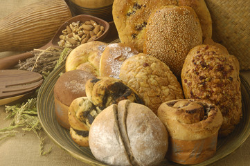 assortment of baked bread