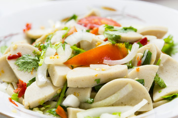 Fermented pork in spicy sauce salad