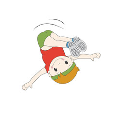 Vector illustration of boy jumping in air