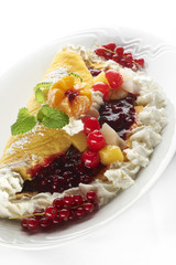 Fruit cake with cream