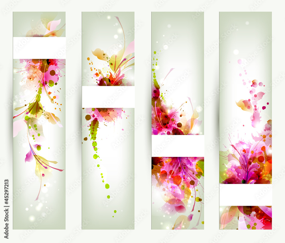 Aufkleber set of four headers. abstract artistic backgrounds