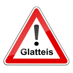 Warnschild RAL 3001 signalrot freigestellt - Glatteis