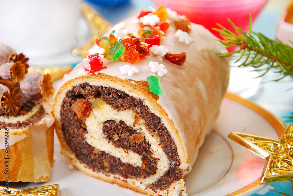 Canvas Prints poppy seed roulade for christmas