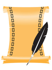 ancient scroll with a feather