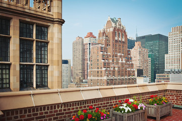 New York City terrace over Manhattan skyline.