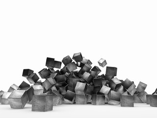 metal cubes isolated on white background
