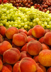 Peaches and Grapes in Market