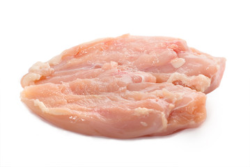 raw chiken meat breast slices isolated on white