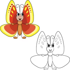 Deurstickers Kleurboek. Leuke cartoon vlinder. Vector © ARNICA