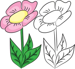 Foto op Canvas Kleurboek. Cartoon bloem. vector illustratie © ARNICA